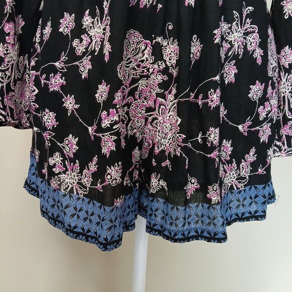 Whimsigoth Flowy Bohemian Bell Sleeve Floral Romper Black Size Medium - Picture 4 of 8